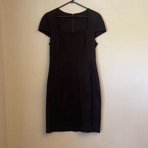 ⭐️Banana Republic Black Cap Sleeve Square Neckline Fitted Dress size 12